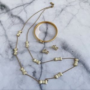 kate spade gold cream Take a Bow jewelry set